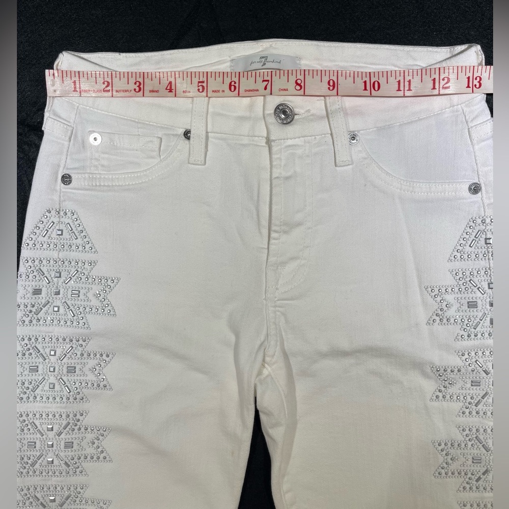 7 FOR ALL MANKIND Unique White Embellished Jeans, Size 3 or 25(EU)